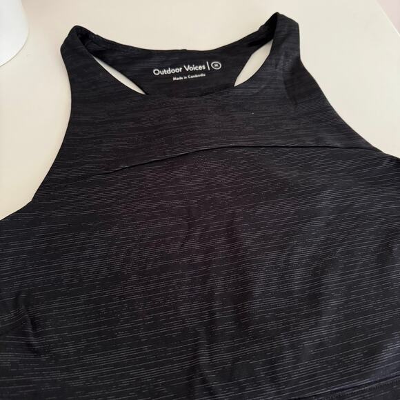 Outdoor Voices TechSweat Crop Top High Neck Sports Bra Black Heather Medium - Picture 3 of 4